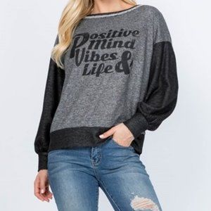 Distressed collar sweatshirt. Positive message 💕